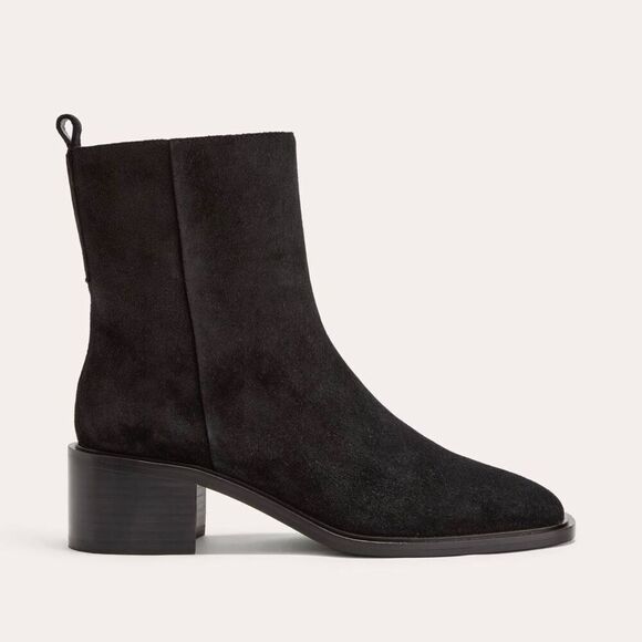 Everlane The City Boot in Black Suede Square Toe Size 7.5 New - Picture 16 of 16